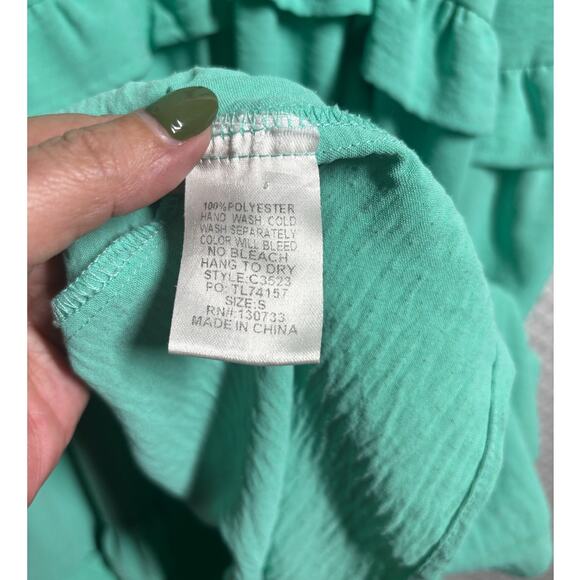 Umgee Women S Emerald Teal Ruffle Tiered Flutter Sleeve Midi Dress - Picture 4 of 7